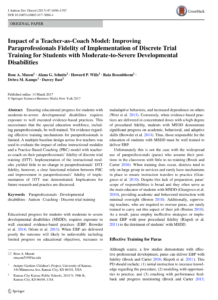 Impact of a Teacher-as-Coach Model: Improving Paraprofessionals Fidelity of Implementation of Discrete Trial Training for Students with Moderate-to-Severe Developmental Disabilities